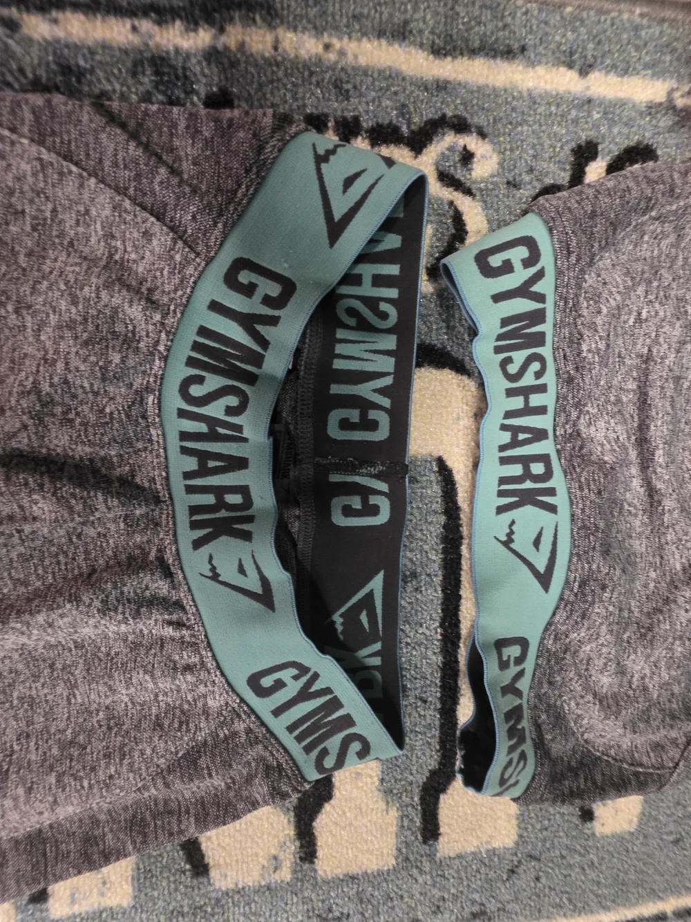 Gymshark Gray Track Joggers with Teal Logo Waistband